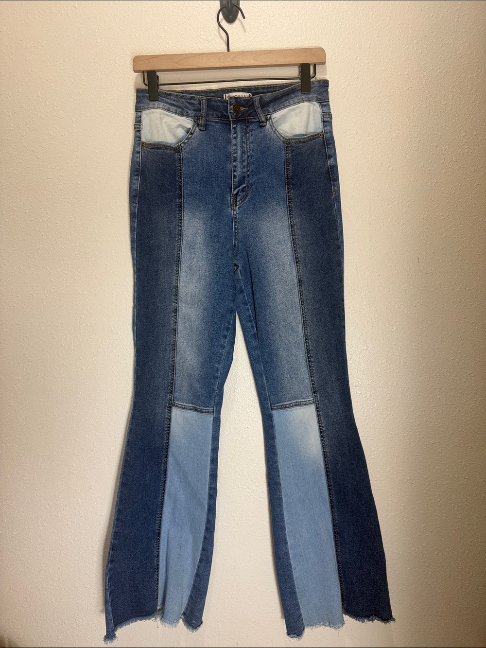 Harper Patchwork Two-Tone Blue Women’s Jeans, Size 27